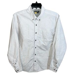 Eddie Bauer Shirt Men’s Size L Heather White Grey Classic Fit Button Front